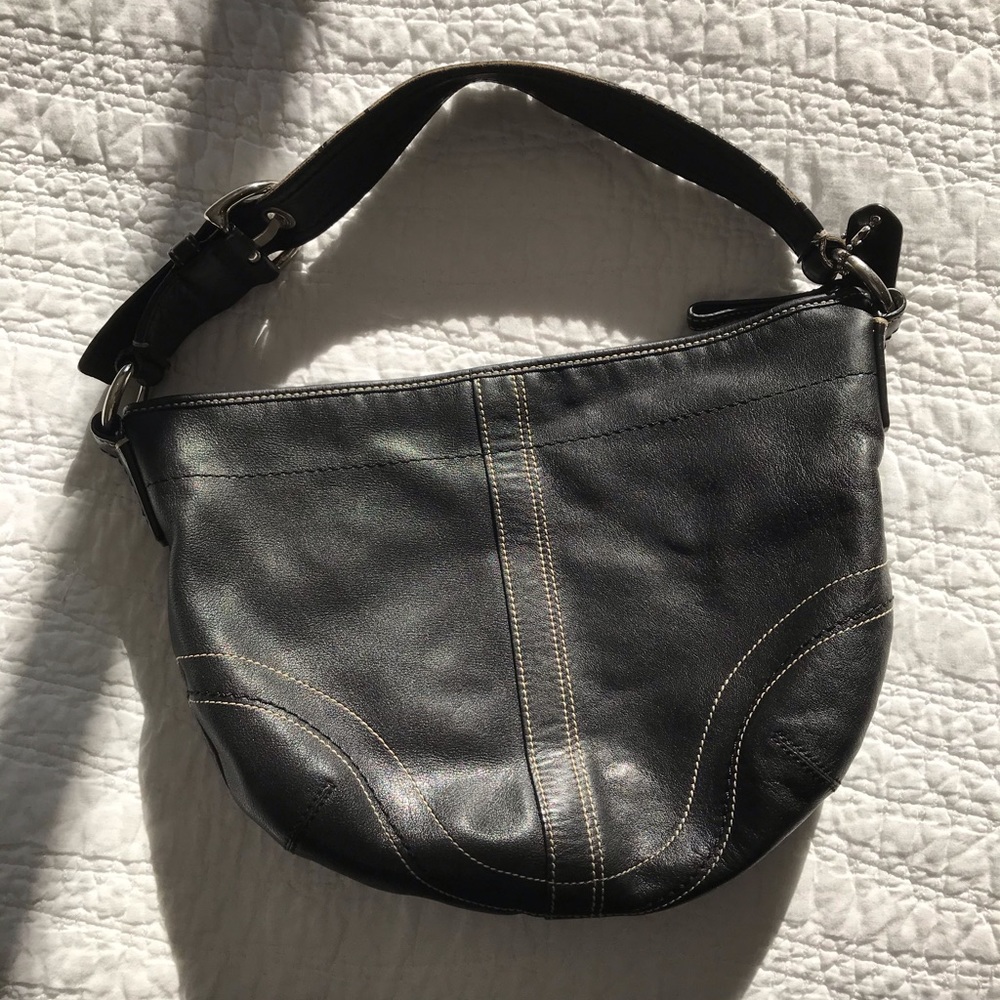 Black leather Coach hobo style purse